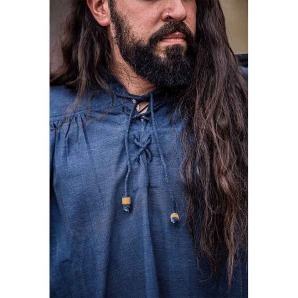 Leopold Woven Cotton Medieval Shirt - Blue