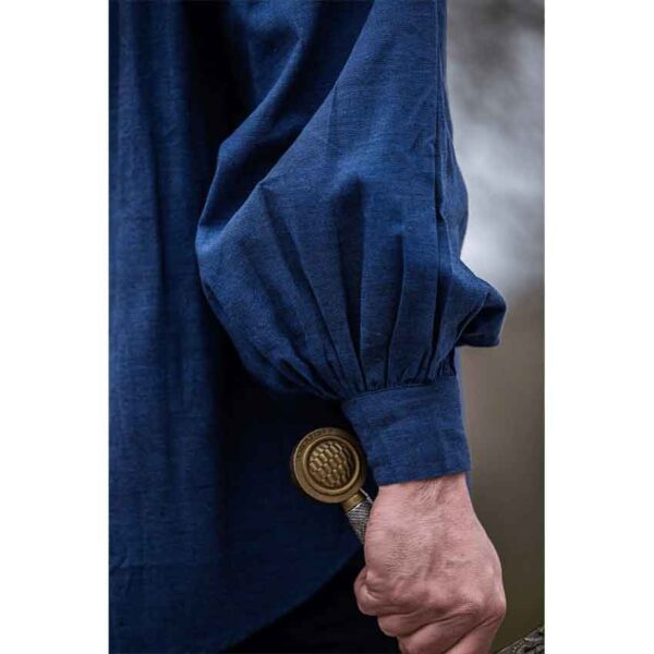 Leopold Woven Cotton Medieval Shirt - Blue