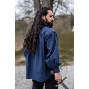 Leopold Woven Cotton Medieval Shirt - Blue