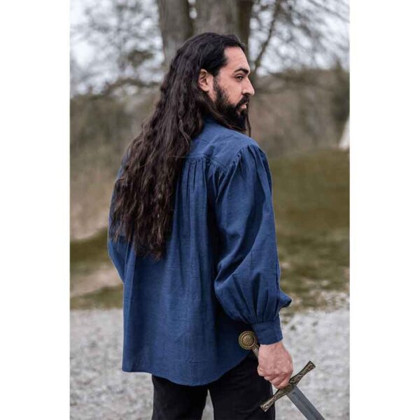 Leopold Woven Cotton Medieval Shirt - Blue