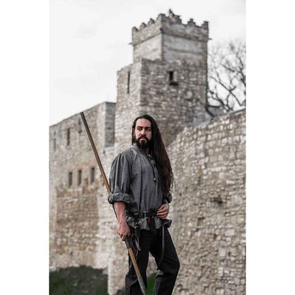 Leopold Woven Cotton Medieval Shirt - Grey