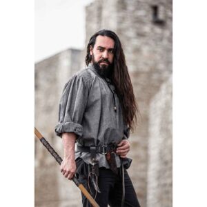 Leopold Woven Cotton Medieval Shirt - Grey