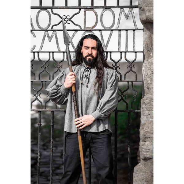 Leopold Woven Cotton Medieval Shirt - Grey
