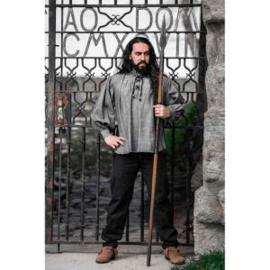 Leopold Woven Cotton Medieval Shirt - Grey