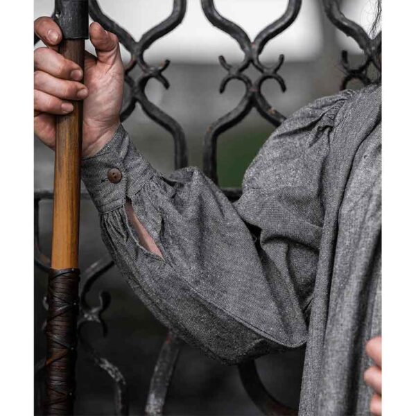 Leopold Woven Cotton Medieval Shirt - Grey