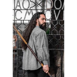 Leopold Woven Cotton Medieval Shirt - Grey