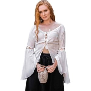 Carmen Front-Tie Medieval Blouse - White