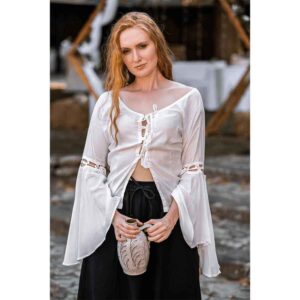 Carmen Front-Tie Medieval Blouse - White