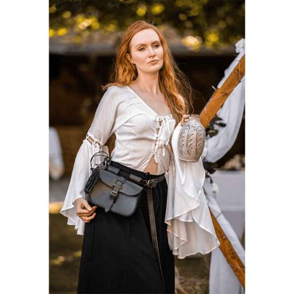 Carmen Front-Tie Medieval Blouse - White