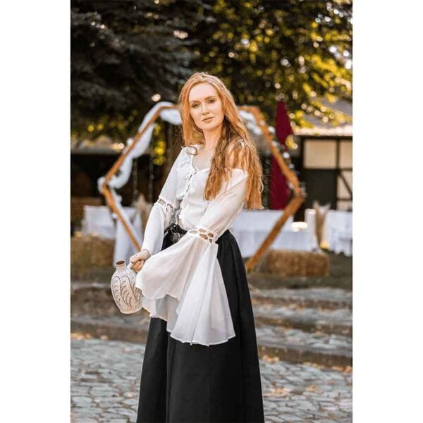 Carmen Front-Tie Medieval Blouse - White
