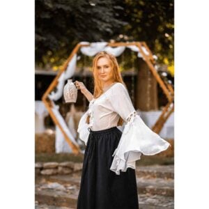 Carmen Front-Tie Medieval Blouse - White