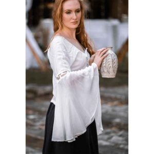 Carmen Front-Tie Medieval Blouse - White