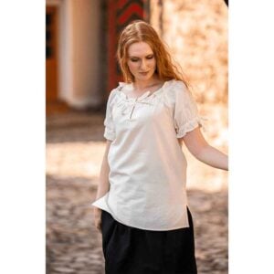 Otilia Medieval Short Sleeve Blouse - Natural