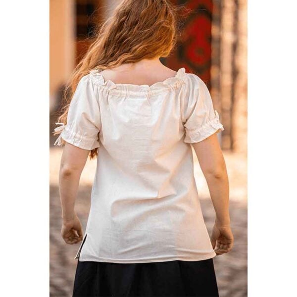 Otilia Medieval Short Sleeve Blouse - Natural