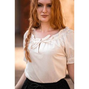 Otilia Medieval Short Sleeve Blouse - Natural