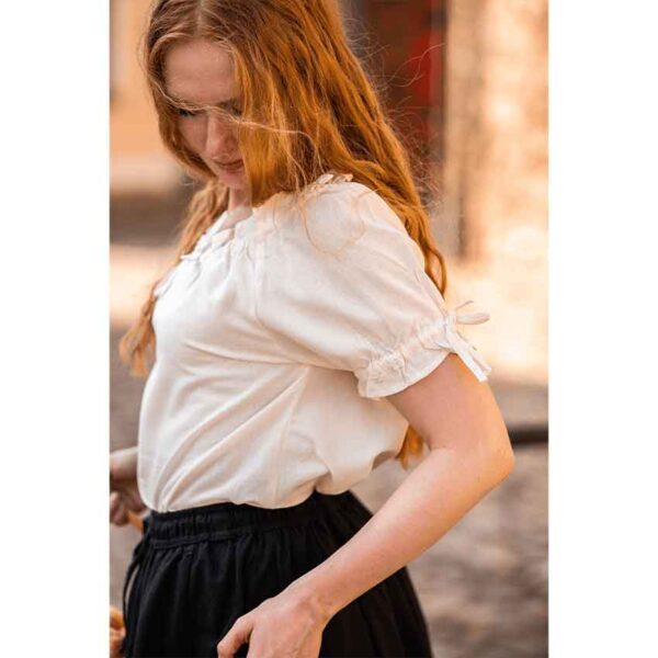 Otilia Medieval Short Sleeve Blouse - Natural