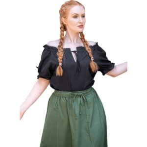 Otilia Medieval Short Sleeve Blouse - Black