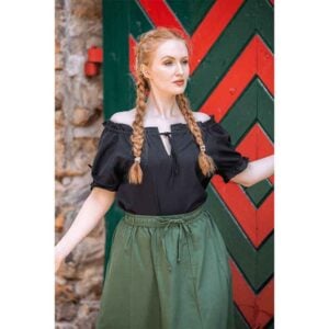 Otilia Medieval Short Sleeve Blouse - Black