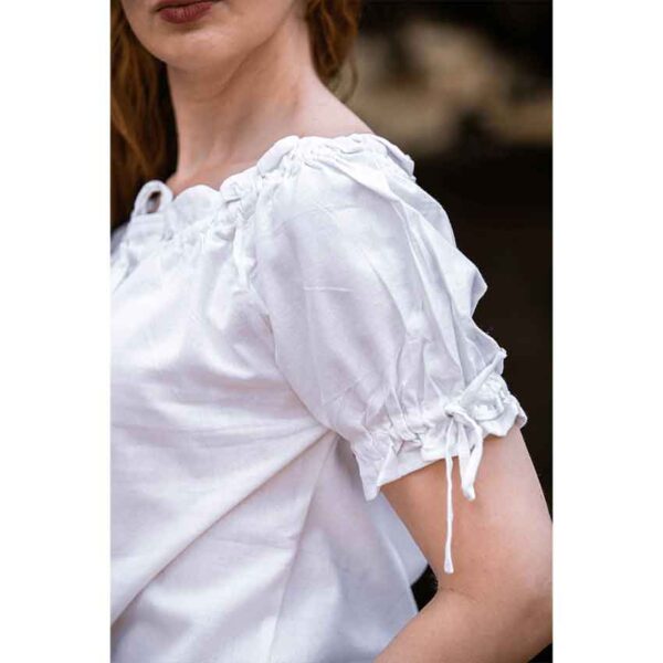 Otilia Medieval Short Sleeve Blouse - White