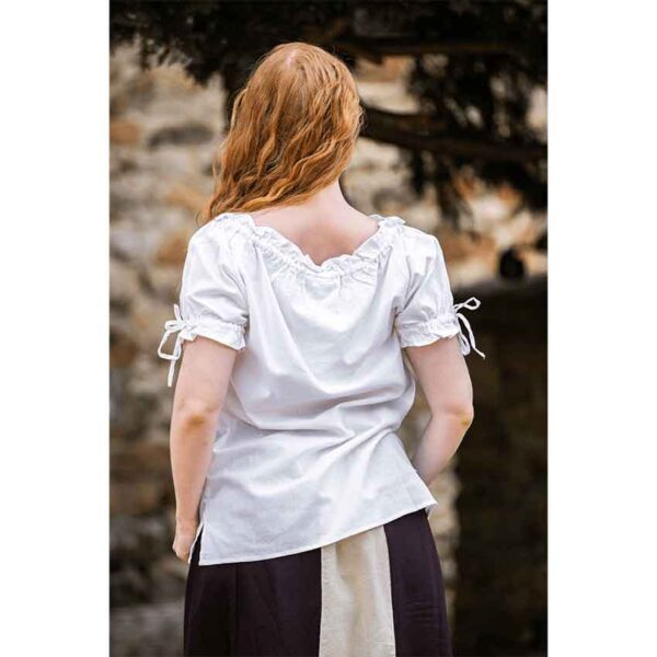 Otilia Medieval Short Sleeve Blouse - White