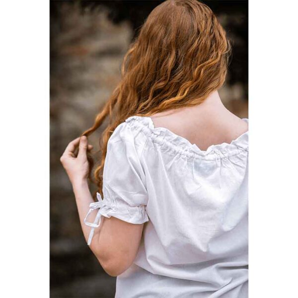 Otilia Medieval Short Sleeve Blouse - White