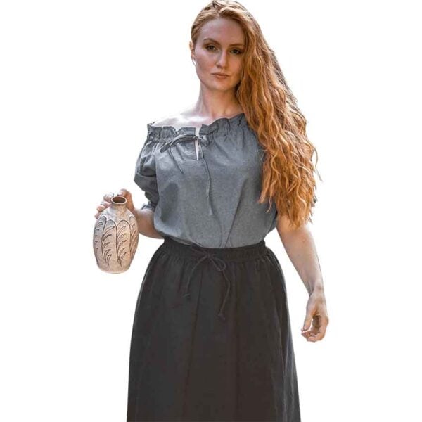 Verena Medieval Short Sleeve Blouse - Pigeon Blue