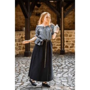 Verena Medieval Short Sleeve Blouse - Pigeon Blue