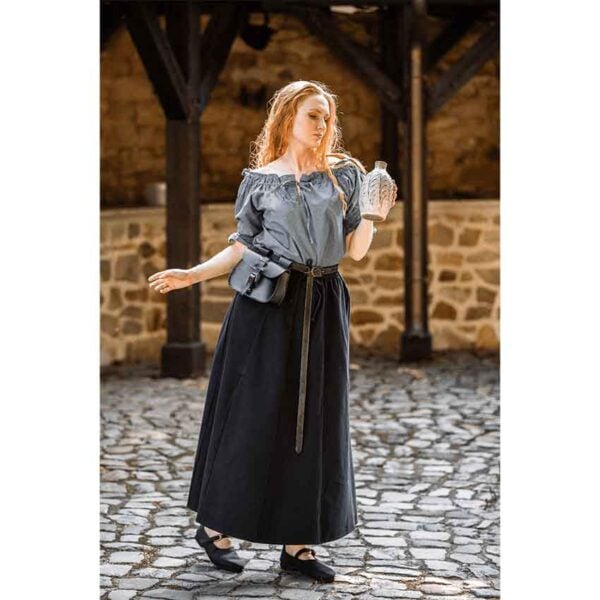 Verena Medieval Short Sleeve Blouse - Pigeon Blue
