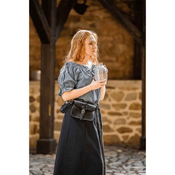 Verena Medieval Short Sleeve Blouse - Pigeon Blue