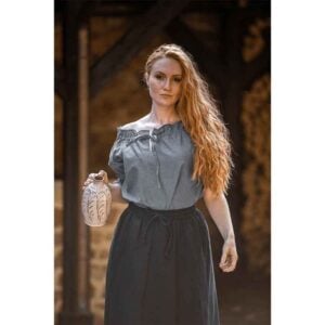 Verena Medieval Short Sleeve Blouse - Pigeon Blue