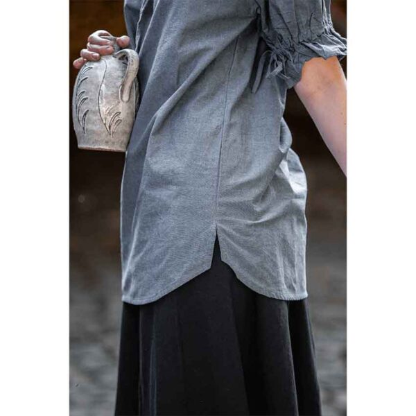 Verena Medieval Short Sleeve Blouse - Pigeon Blue