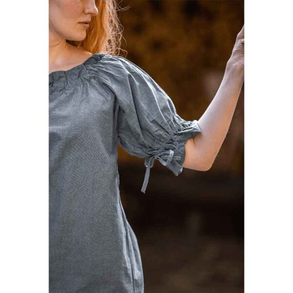 Verena Medieval Short Sleeve Blouse - Pigeon Blue