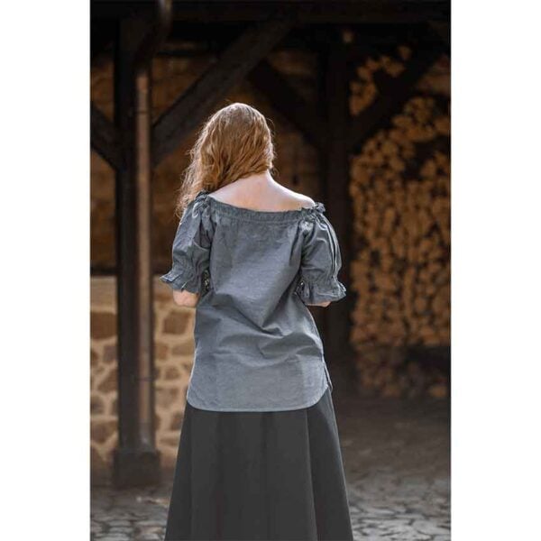 Verena Medieval Short Sleeve Blouse - Pigeon Blue
