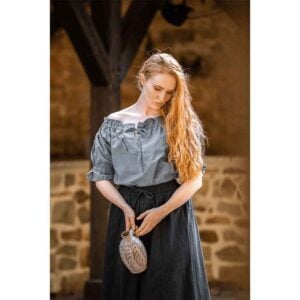 Verena Medieval Short Sleeve Blouse - Pigeon Blue