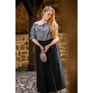 Verena Medieval Short Sleeve Blouse - Pigeon Blue