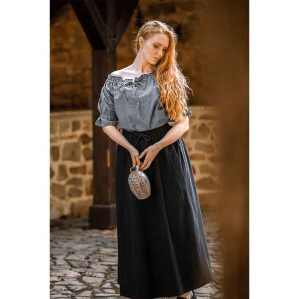 Verena Medieval Short Sleeve Blouse - Pigeon Blue