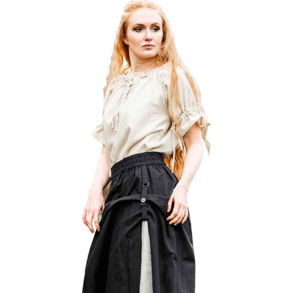 Verena Medieval Short Sleeve Blouse - Natural