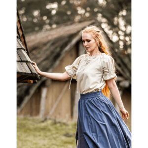 Verena Medieval Short Sleeve Blouse - Natural