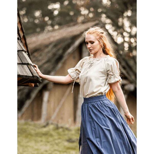 Verena Medieval Short Sleeve Blouse - Natural