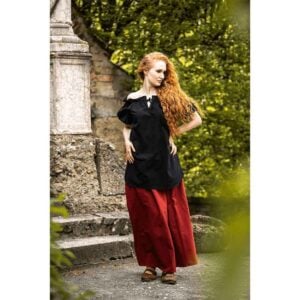 Verena Medieval Short Sleeve Blouse - Black