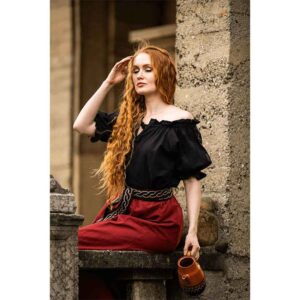 Verena Medieval Short Sleeve Blouse - Black