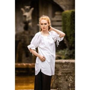 Verena Medieval Short Sleeve Blouse - White
