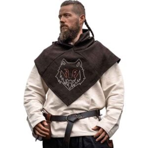 Halfdan Viking Wolf Hood - Brown