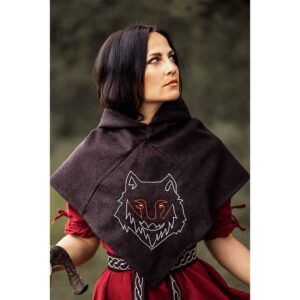 Halfdan Viking Wolf Hood - Brown