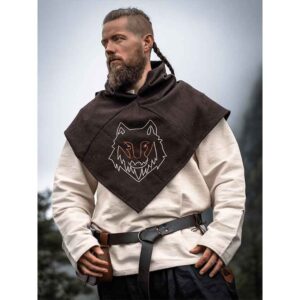Halfdan Viking Wolf Hood - Brown