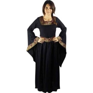 Precious Embroidered Medieval Dress - Black