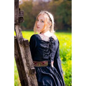 Precious Embroidered Medieval Dress - Black