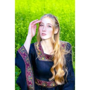 Precious Embroidered Medieval Dress - Black