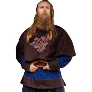 Bjomolf Embroidered Viking Hood - Brown