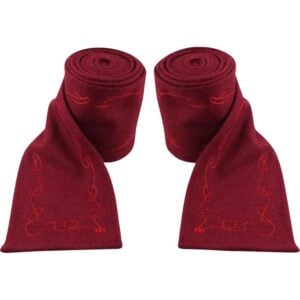 Hannes Embroidered Viking Leg Wraps - Red
